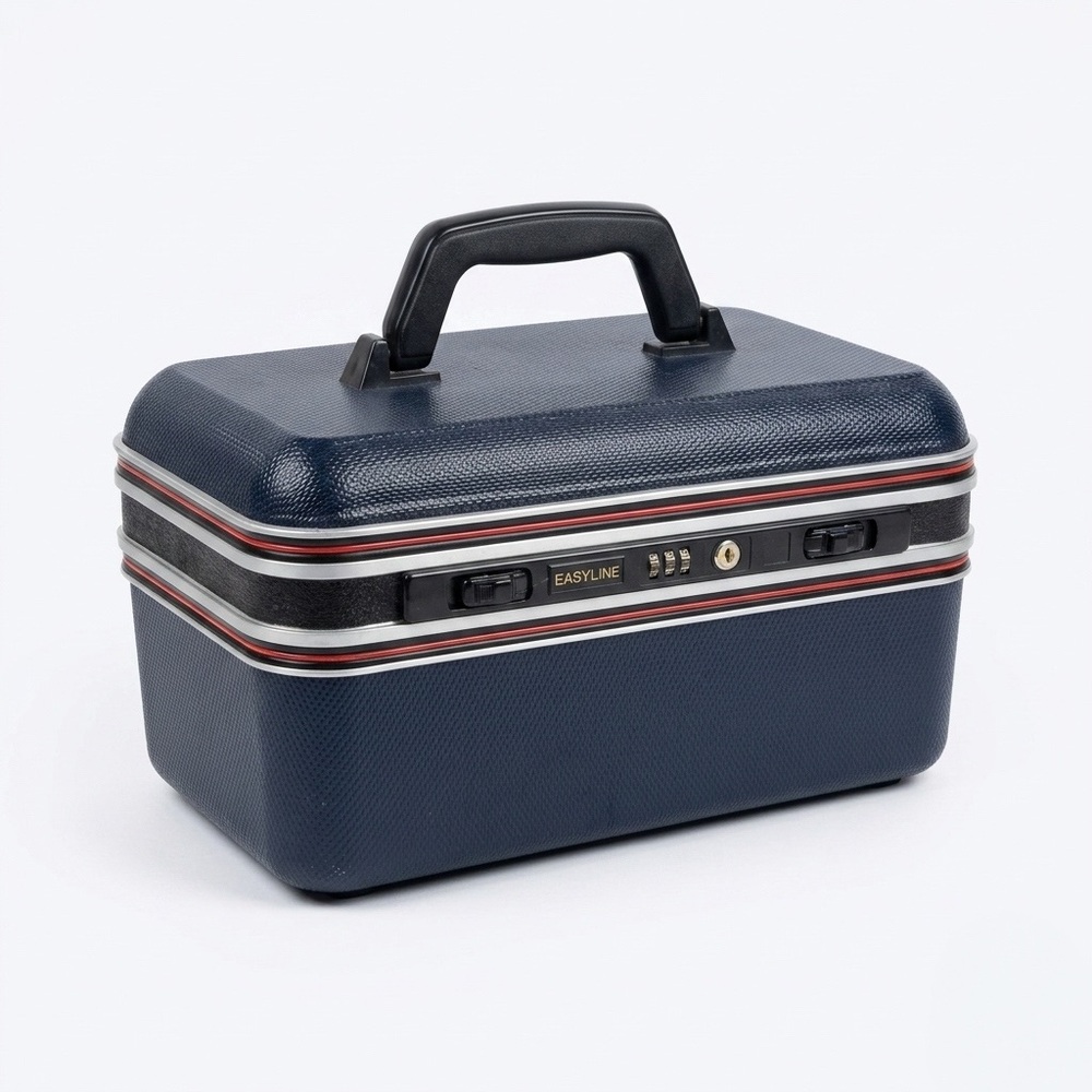 70s Vintage Industrial Chic Train Case Retro Travel Hard Shell Makeup Vanity Box